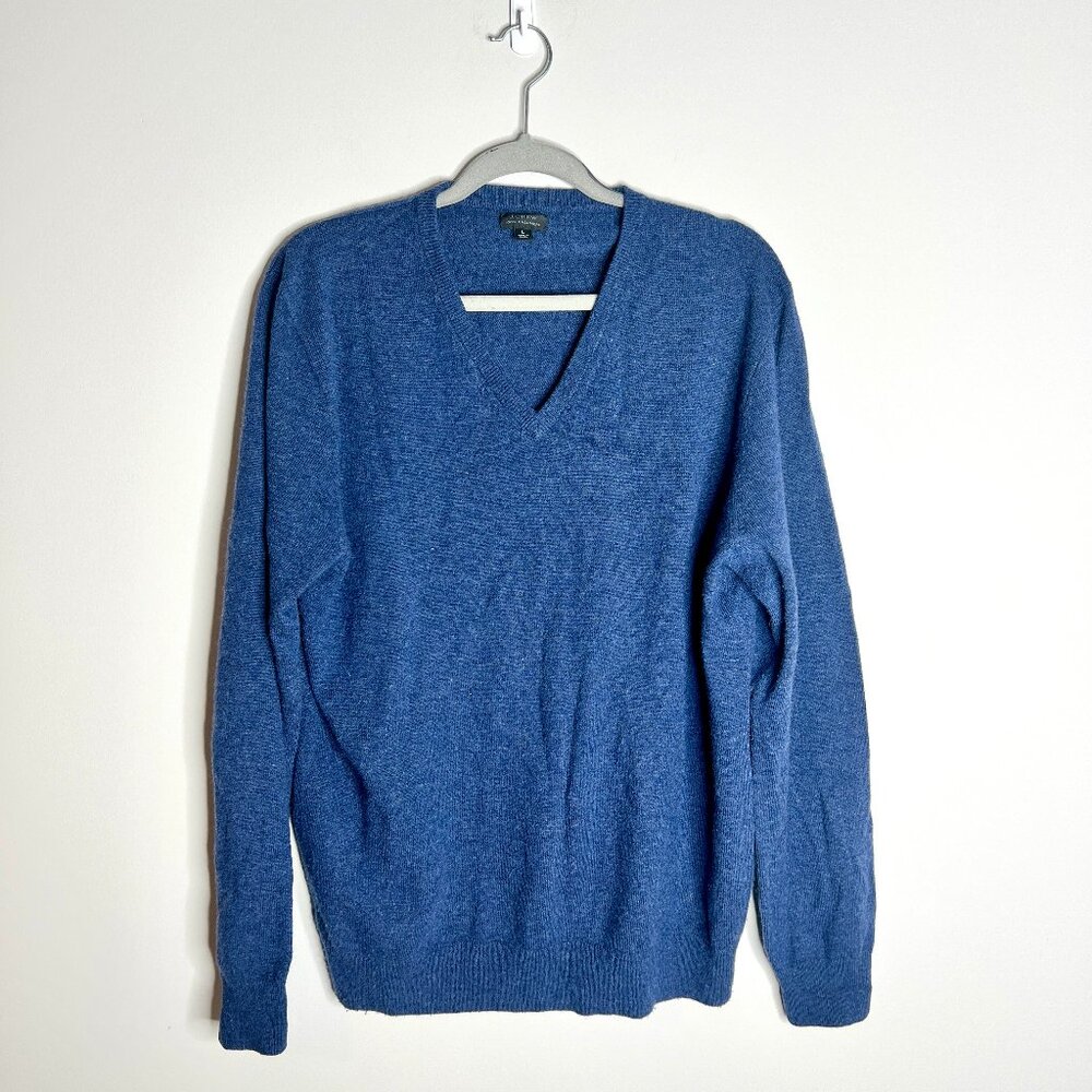 J. Crew Men's Blue 100% Cashmere V-Neck Lightweight Sweater Preppy Quiet Luxury